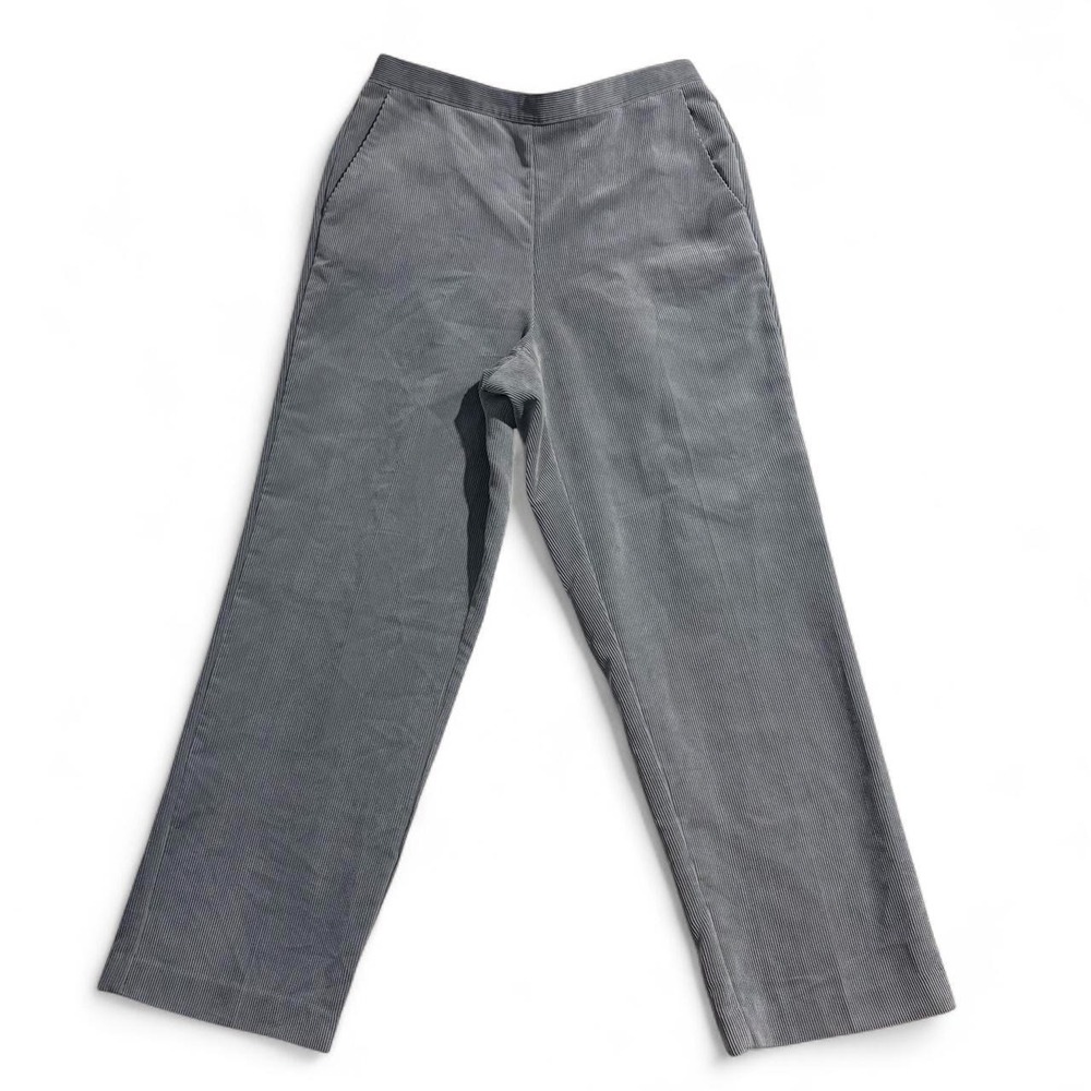 Alfred Dunner Gray Corduroy Pants Women 12P Petite Straight Leg Elastic Waist